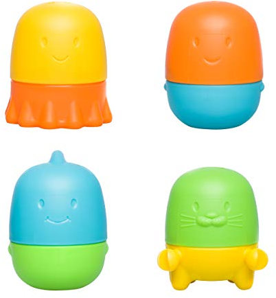 Ubbi Interchangeable Bath Toys for Toddlers and Baby, Colorful Mix and Match Baby Bath Accessory, Water Toys for Toddler Bath Playtime, Set of 4