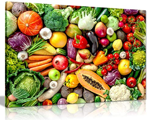 Fresh Fruits & Vegetables Kitchen Canvas Wall Art Picture Print (24x16)