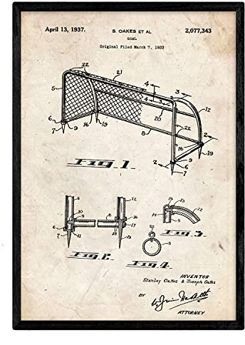 Nacnic Fußballtor Patent Poster. Poster mit Erfindungen und alten Werkzeugen. A3 ohne Rahmen.