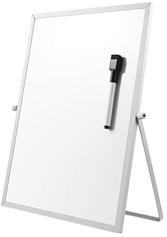 STOBOK Trockene Magnetische Kleines Whiteboard - 36cm x 26cm Tragbare doppelseitige weiße Board Desktop Ständer mit Marker, 360 Grad drehbare Halterung, tun für Kinder Zeichnung, Büro Schule zu Hause