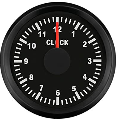 ELING 52 mm (2 Zoll) Uhr 12-Stunden Format mit Hintergrundbeleuchtung 12 V/24 V für PKW LKWs