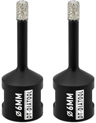 DT-DIATOOL Broca de Diamante 2 Piezas 6mm para Perforación en Seco Azulejo Porcelana Mármol Cerámica Granito