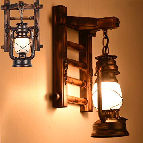 Hölzerne Retro Wandlampe Eisenindustrie Antike Wohnzimmer Wandbeleuchtung E27 Glas Lampenschirm Innenwandleuchte Loft Esszimmer Schlafzimmer Küche Korridor Beleuchtung Holz Lampe Wand Strahler