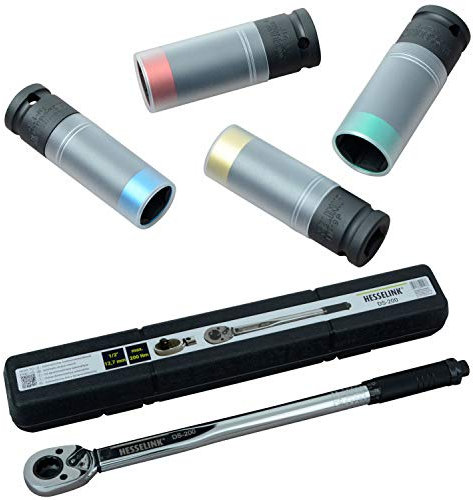 Hesselink DS-200 Drehmomentschlüssel 40-200 Nm I + 4er Set Kraft Steckschlüssel SW 17,19,21,22mm