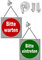 Desi-Schilder Bitte warten-Bitte eintreten-Wendeschild-150 x 150 x 2 mm-Hängeschild-Schild-Aluminium-Mit Kettchen, Saughaken od. Klebehaken (139-22 mit Saughaken)