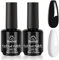 Beetles Gel Nail Polishes- 2 Pcs 15ml Black White Colors Gel Polish Set Soak Off Nail Lamp Nail Gel Polish Nail Art Manicure Salon DIY Nail Polish Gel Beauty Gift
