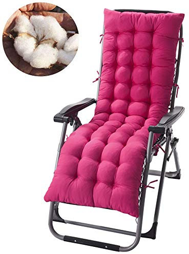 RPixc Matelas Coussin pour Bain de Soleil Chaise Longue, Jardin Extérieur Doux Pliable,160 * 48 * 8 cm (Rose Rouge)