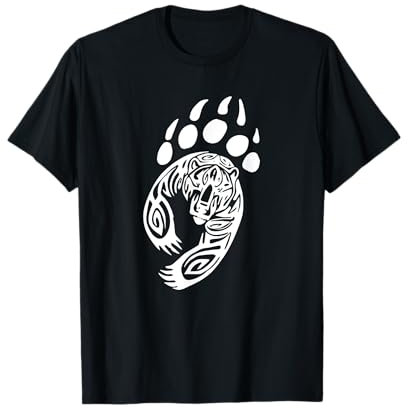 Tatouage Patte d'ours Tribal Grizzly Noir Papa Momma T-Shirt