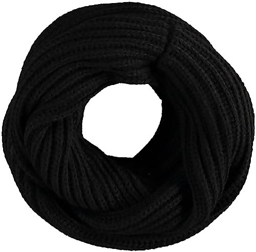 Giorgio Rimaldi Schlauchschal für Damen und Herren - 35 x 50 cm - Strick-Loop Schal - Einfarbiger Winterschal - Warm und weich Schwarz