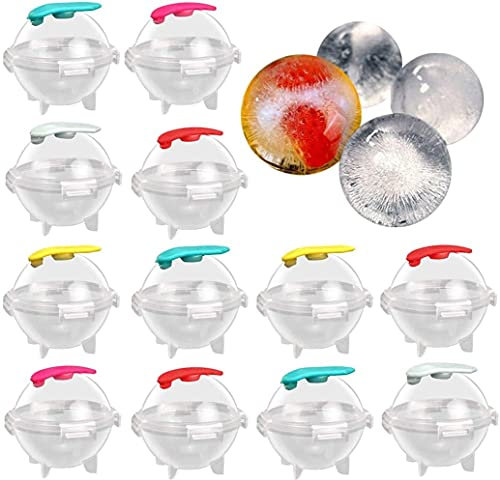 LATRAT 12 STK Runde Eiswürfel Schimmel Große Kugelform, Gin&tonic Eisbälle, aus Silikon und Plastik, Ice Cube Makers Und Bar-Party Küche DIY Ice Cream Moulds, Zufällige Farbe
