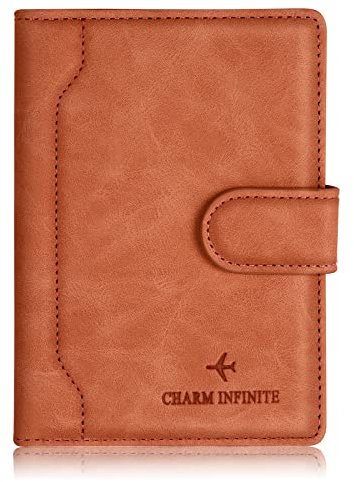 Impfpass Hülle Reisepasshülle, Urlaub Zubehör, Passhülle mit RFID-Blocker, Schutzhülle Tasche für Kreditkarten Reisepass, Ausweis und Reisedokumente, Reisezubehör/Cardholder/Travel Organizer (Orange)