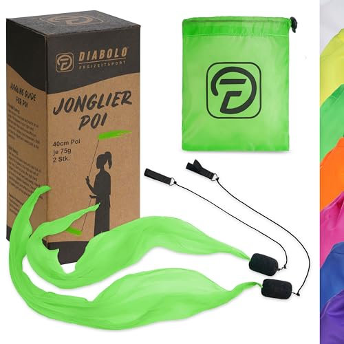 Diabolo Freizeitsport 40cm UV leucht Poi (grün) - Angel Wings Spinning Pois. Spiral Pois, Soft-Pois für Kinder - geeignet für Anfänger und Profis