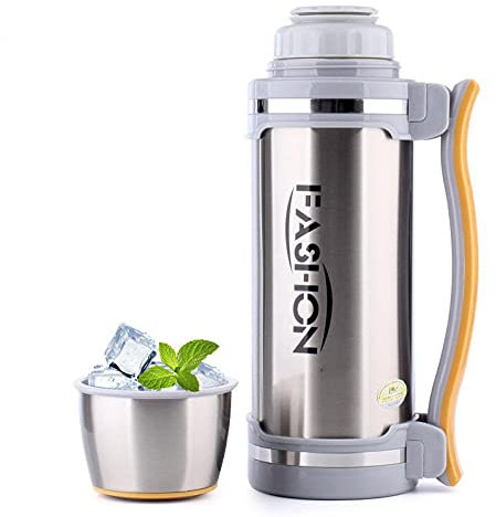 Tasse Thermique sans BPA Anti-Fuite,Pot Touristique extérieur de Grande capacité de 2L, Bouilloire de Sport Portable en Argent, Isotherme en INOX Double paroi Mug