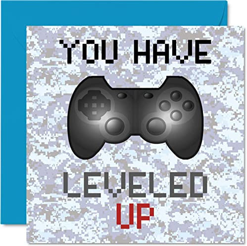 Geburtstagskarte mit Aufschrift You Have Leveled Up, für Jungen, Teenager, Teenager, Spiele, Geburtstagsgrußkarten, Videospiel, Gaming, Tochter, Sohn, Erwachsene, Enkel, Enkelin, 145 mm x 145 mm