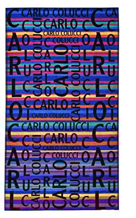 Carlo Colucci Strandtuch Matteo in weicher Baumwolle aus edler Jacquard-Qualität, Farbe:Blau und Pink, Größe:100 x 180 cm