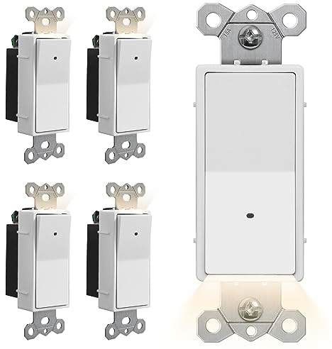 CML Illuminated Guide Light Switch for Hallway, Bedroom, Bathroom, 5 Pack