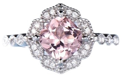 Erstellt Nano Morganite Ringe 925 Sterling Silber Blume Ringe Für Frauen Engagement Jubiläum Hochzeitsgeschenk Edlen Schmuck