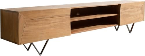 DELIFE TV-Board Kayu Akazie Natur 200 cm 2 Türen V-Fuß Lowboard