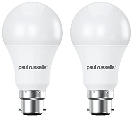 paul russells LED GLS - Dimmable Bayonet Light, 14W 1521 Lumens B22 A70 LED Bulbs, 100w Equivalent, 2700K Warm White, Dimmer Standard BC Energy Saving Ceiling Lightbulbs, 2 Pack