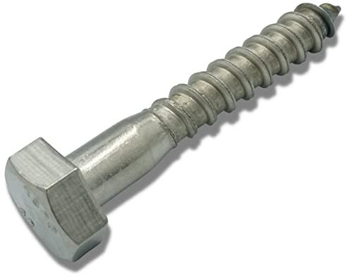 EZOTec - 12 Stück Sechskant Holzschrauben 6x110 mm DIN 571 - Edelstahl V2A A2 - Holzbauschrauben Schlüsselschrauben