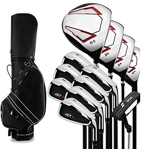 Golfschläger-Set, Carbonschaft-Komplettset, 12 Sets, einschließlich 3 Hölzer, 7 Eisen, 1 Putter, 1 Eisenholz, 1 Tasche, Herren-Golfschläger-Set für die rechte Hand, geeignet für Home-Outdoor-Golf