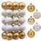 SHareconn Set di 30 palline per albero di Natale, 6 cm, palline in plastica colorata infrangibile, decorazioni per albero di Natale, festività e matrimoni (Oro Bianco, 60 mm)