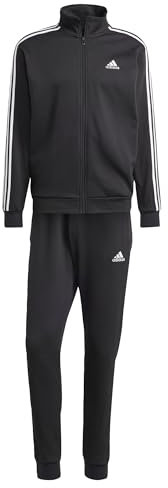 adidas Herren Basic 3-Stripes Fleece Track Suit, Black, XL