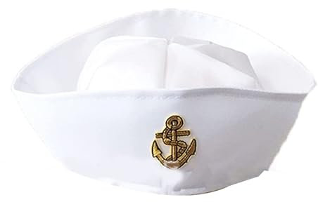 Modischer weißer Kapitän Matrosenhut Fancy Cosplay Hut Marine Captain Cap Hut für Reisen Strand Tanzbar Cosplay Hüte