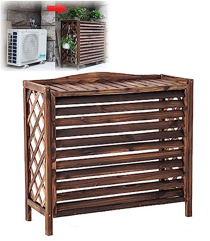 Klimaanlagen Abdeckung Aus Holz Blumenständer Draußen Gitter Klimaanlagen Zaun für Außengeräte Dekorativer Bildschirm Der Klimaanlage Sichtschutz Zäune Jalousien Design 81x30x72cm