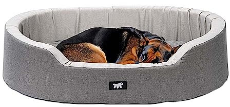 Ferplast Hundekissen Hundesofa Hundebett Große Hunde mit Antibakteriellem und Antiviralem Schutz, Baumwolle, Waschbar, 80 x 55 x 18 cm. Grau