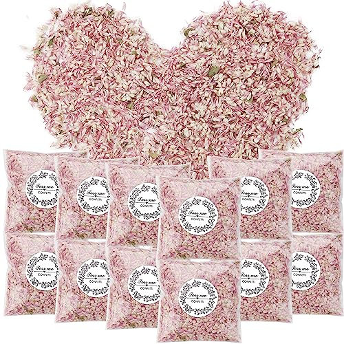 PuretéavHom 12er Pack Konfetti Hochzeit - Natürliches Streublumen, Getrocknet Blütenblätter, Biologisch Abbaubares Konfetti für Geburtstag Party DIY Deko