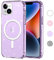 Yoedge Transparente Funda Glitter Magnética para Apple iPhone 14 Plus 6,7, Compatible con MagSafe Brillante Morado Carcasa con Círculo Magnético Incorporado, TPU +PC Cover Case pour iPhone14 Plus