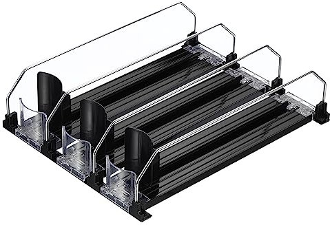 sourcing map 3uds Soda Lata Organizador para Refrigerador, Autoempuje Bebida Organizador, Ancho Ajustable Bebidas Dispensador Bebidas Empujador para Despensa Expendedora Máquina, Negro