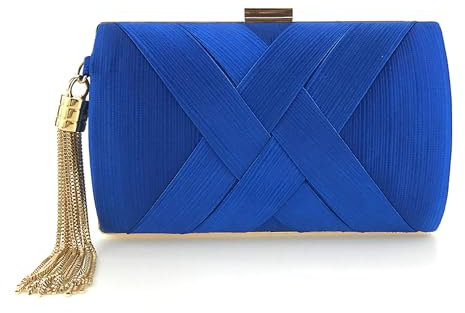 SUKUTU Bolso de Mano de Noche para Mujer Bolso de Satén para Boda Fiesta Noche Borla Colgante Cóctel Graduación, Bolsos de Mano