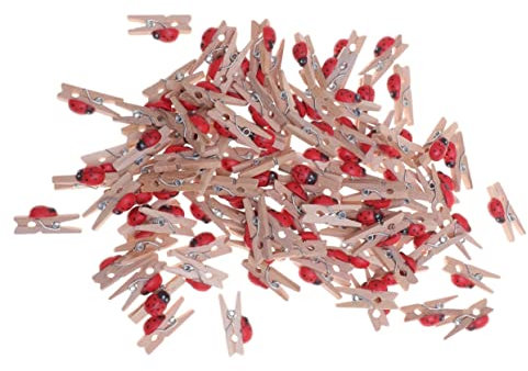 UPKOCH 100 Pièces Mini Pinces À Linge Décor en Bois Décor Coccinelle Clips Photo en Bois Pinces Photo Support Mignon Clips Photo en Bois Clip Collation Clips De Décoration Photo en Bois