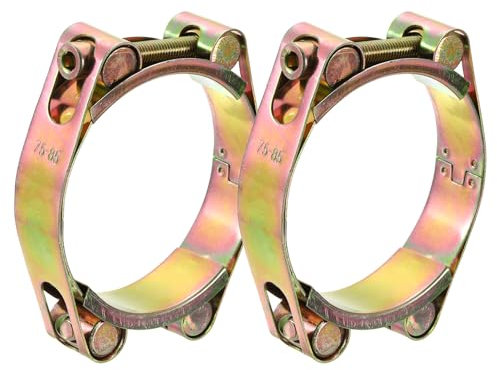 sourcing map 2Pcs T-Bolt Hose Clamps, 75-85mm/2.95-3.35 ID Range, Carbon Steel Radiator Hose Clamp Intake Clamp for Truck Exhaust