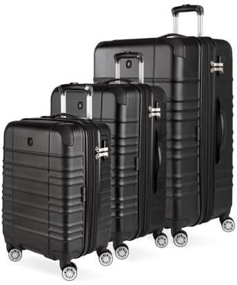 SwissGear Pro Erweiterbarer leichter Spinner mit TSA-Schloss, Black Sonic, 3-teiliges Set, Black Sonic, 3-Piece Set, Sonic Pro Erweiterbarer leichter Spinner mit TSA-Schloss
