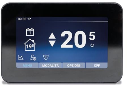 Cronotermostato WiFi Digitale Nero Programmabile per Termoregolazione ambiente Intelligente da Parete Touchscreen con App Kblue Keasier, Controllo vocale Google Home Alexa KBLUE