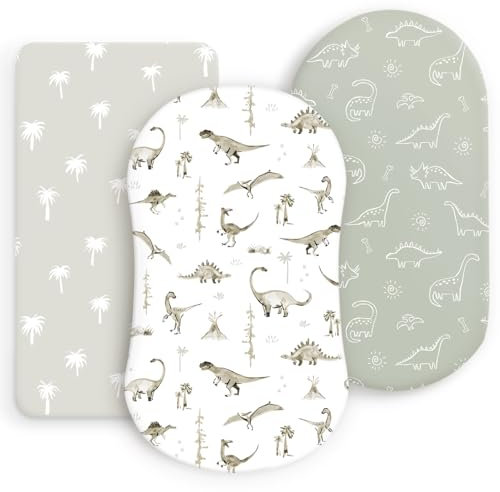 Ultra weiches, dehnbares Jersey-Strick-Spannbettlaken für Stubenwagen, 3er-Pack, universell passend für Babywiege, Moseskorb, oval, rechteckig, Matratze, sicher und anschmiegsam,