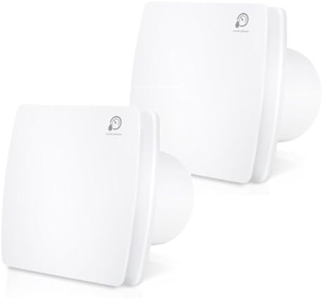 Izrielar Lot de 2 ventilateurs de salle de bain - 150 mm - Avec capteur d'humidité et clapet anti-retour - Pour salle de bain et cuisine - Fonctionnement silencieux - Blanc