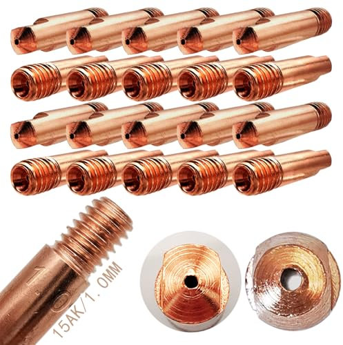 Schweißkontaktspitzen, Dujelixa 1,0 mm Power-Düse, 15AK Handschweißdüsen, 20 Stück Gasschweißdüsen M6 MIG-Düsen für 15AK MIG/MAG-Schweißpistolenzubehör Verschleißteile, Schweißdüsendüse