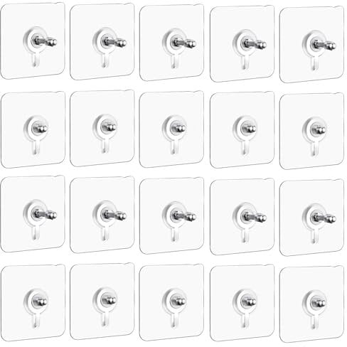 20 Pezzi Chiodi Adesivi Muro,Ganci Adesivi Viti Muro,Viti Autoadesive per Bagno Cucina,Non è Necessario Forare (Stile 1)