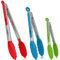 Küchenzange, Walfos® Hitzebeständige Grillzange, Premium Edelstahl- und BPA-freie Silikonspitzen, 3er-Set (18cm, 23cm, 30.5cm), für Salat, Kochzange, Grillzange(Red, Blue,Green)