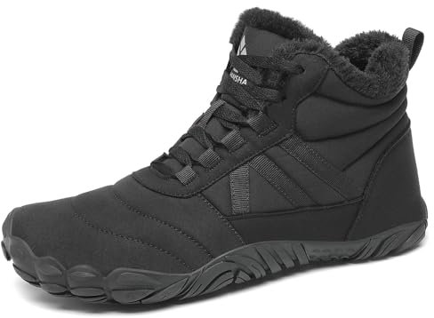 Mishansha Stivaletti Donna Invernali Stivali da Neve Uomo Stivaletti Invernali Scarponcini con pelo Caldo Barefoot Stivali Neve Nero EU Gr.36