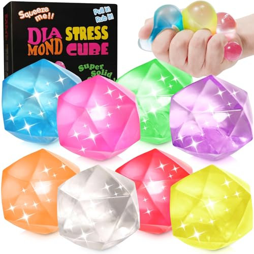 8 Stück Antistressball Kinder und Erwachsene, Diamonds Squeeze Stressbälle Fidget Toys, Squishy Anti Stress Bälle Stressabbau, Antistress Quetschball Sensorische Stressball Sugar Ball Spielzeug
