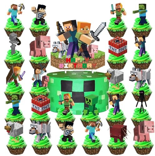 Dekorationen Kuchendekoration Cupcake Toppers Happy Birthday Tortendeko Deko Geburtstag Cupcake Toppers Set Kuchen Dekoration Junge Cake Topper für Kinder (B)