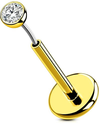 OUFER Body Piercing Lippenpiercing 5/6/8/10/12mm 20G Lippe Nase Piercing Stud Titan Labret Ohrring Schmuck Gewindelose Nasenstecker Push In Tragus Conch Lobe Piercing Bar