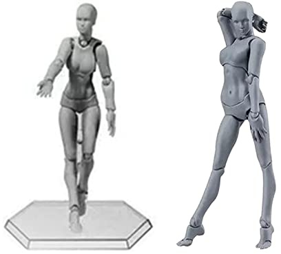 Figma Youth 2.0 Actionfigurenmodell, Silbergrauer Bewegliche Gelenke, Schreibtischspielzeug für Erwachsene, Hautfarben in Grau und Orange (Frau #14)