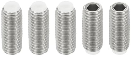 PATIKIL M10x25mm Nylon Tip Grub Screw, 5pcs 304 Stainless Steel Metric Hex Socket Head Cup Point Anti Slip Set Screws Internal Hex Drive Hardware