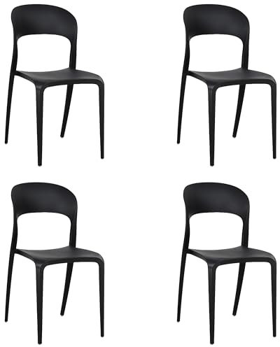 Totò Piccinni Sedia Omega in Polipropilene Moderne Design Impilabile,(L) 43x(P) 50x(A) 84 cm (4, New Nero)